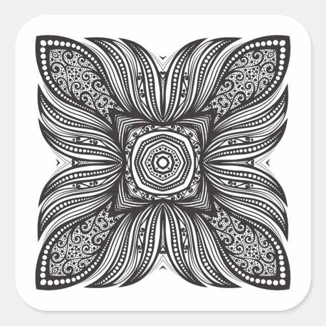 Beautiful Decor Square Doodle Square Sticker (Front)