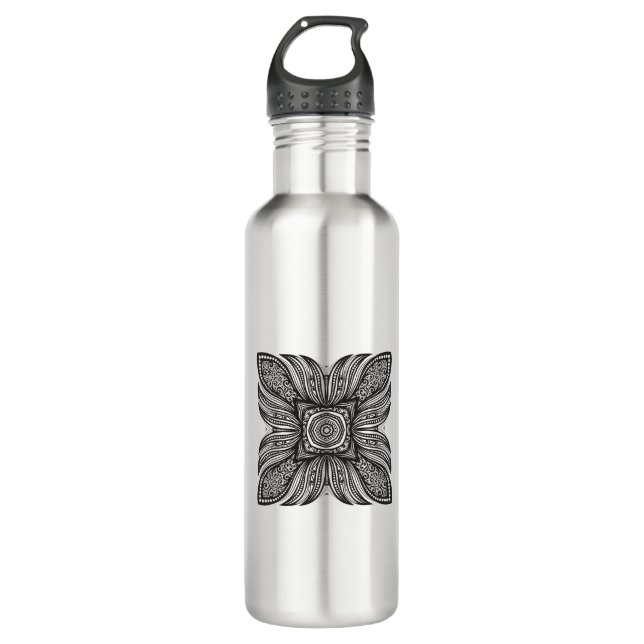 Beautiful Decor Square Doodle Water Bottle (Front)