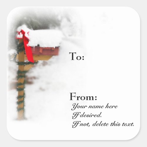 Beautiful decorated Mailbox Christmas gift Label