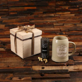 Beautiful Decorated Wooden and Ceramic Beer Stein (Front)