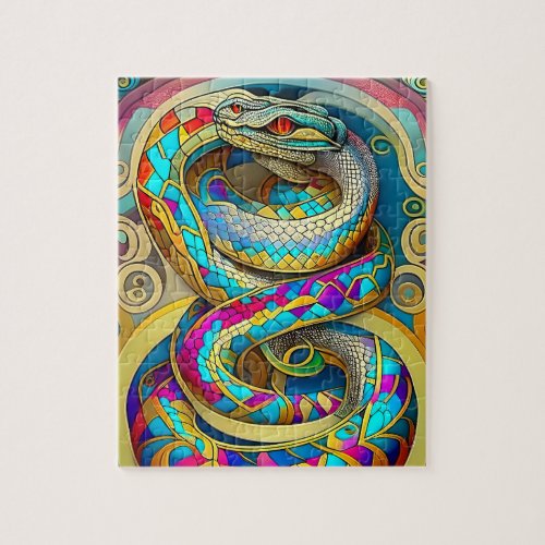 Beautiful decorative Art Deco Snake Jigsaw Puzzle