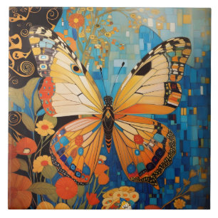 Beautiful Decorative Butterfly Floral Ceramic Tile