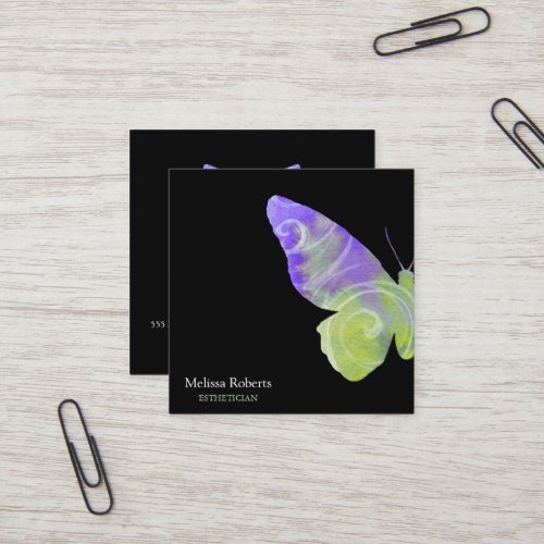 Beautiful Decorative Butterfly Logo Black  Square Business Card