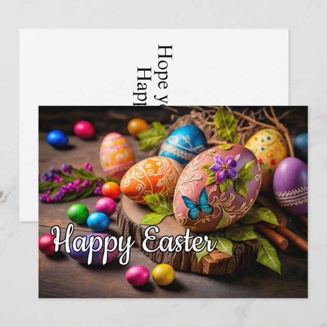 Beautiful Decorative Festive Easter Eggs Holiday Card (Front/Back)