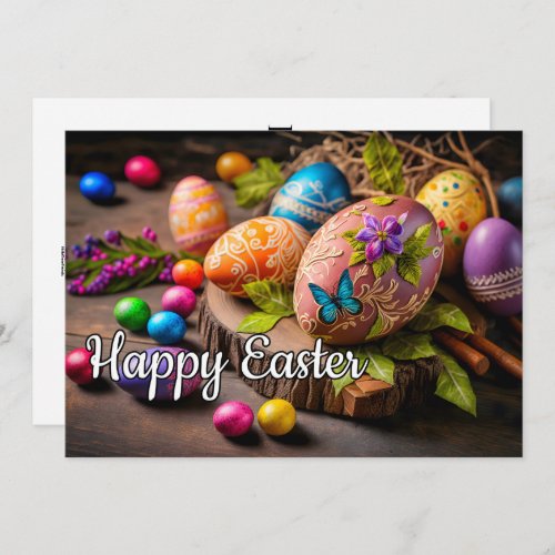 Beautiful Decorative Festive Easter Eggs Holiday Card