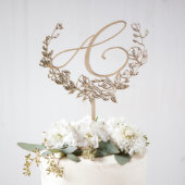 Beautiful Decorative Monogram Floral Cake Topper (Front)