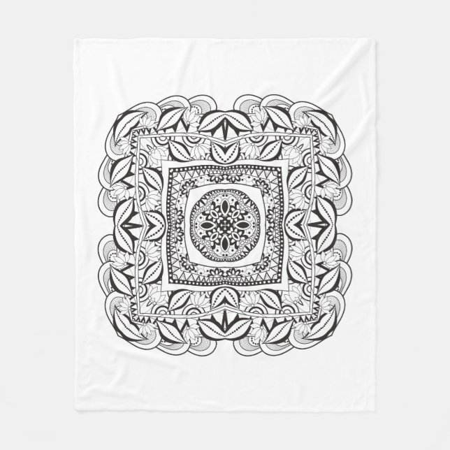 Beautiful Decorative  Square Doodle Fleece Blanket (Front)