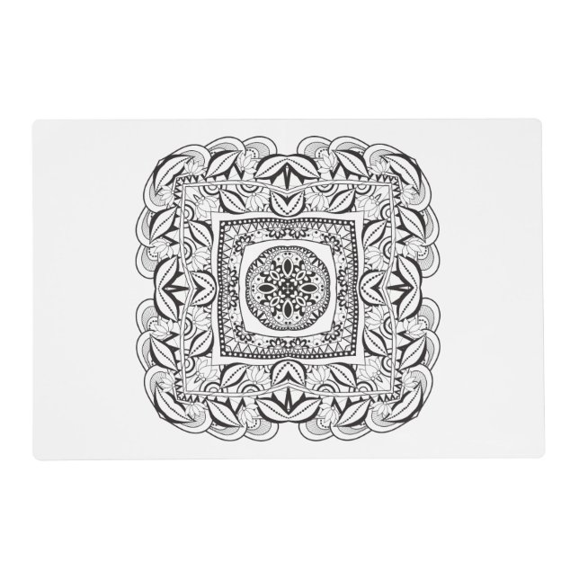 Beautiful Decorative  Square Doodle Placemat (Front)