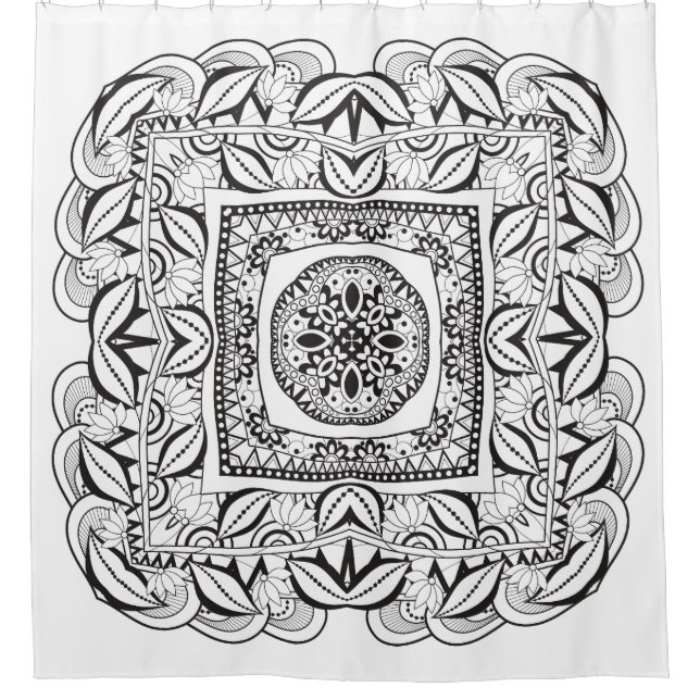 Beautiful Decorative  Square Doodle Shower Curtain (Front)