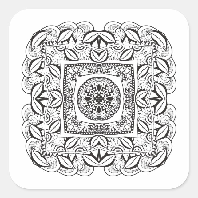 Beautiful Decorative  Square Doodle Sticker (Front)