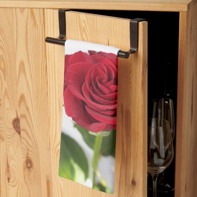 Beautiful Deep Red Rose Flower Floral Kitchen Towel (Thirds Fold)