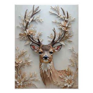 Beautiful deer 3D textured canvas artwork print