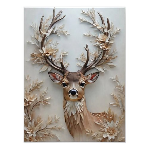 Beautiful deer 3D textured canvas artwork print 