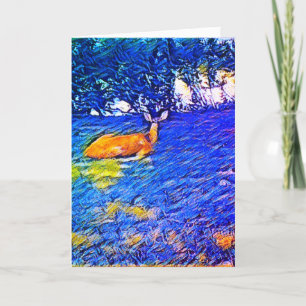 Beautiful Deer Napping on the Lawn, Birthday Card