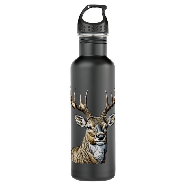 Beautiful Deer with Antlers Stainless Steel Water Bottle (Front)
