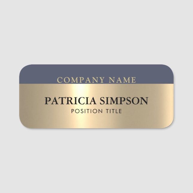 Beautiful Delft Blue And Gold: A Professional Look Name Tag (Front)