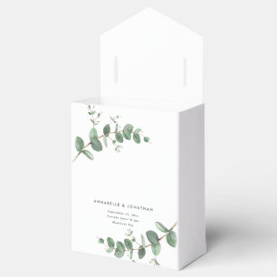 Beautiful delicate eucalyptus foliage wedding favor boxes