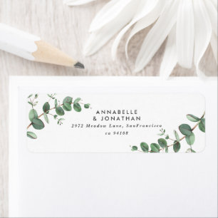 Beautiful delicate eucalyptus foliage wedding label