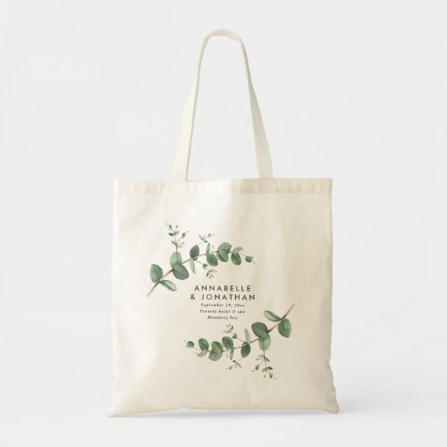 Beautiful delicate eucalyptus foliage wedding  nap tote bag