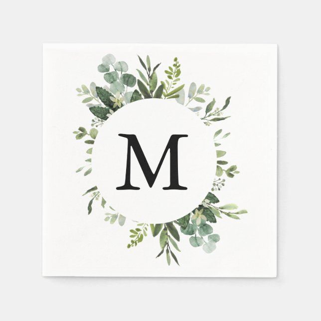 Beautiful Delicate Eucalyptus Foliage Wedding Napkins (Front)
