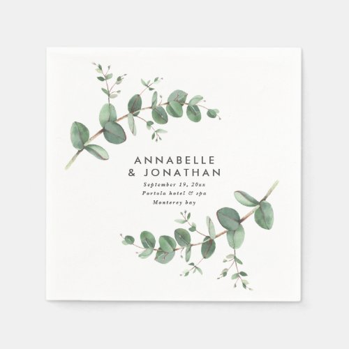 Beautiful delicate eucalyptus foliage wedding  napkins