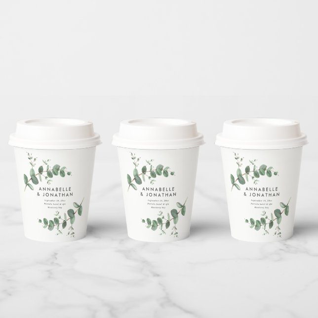 Beautiful delicate eucalyptus foliage wedding  paper cups (Multi)