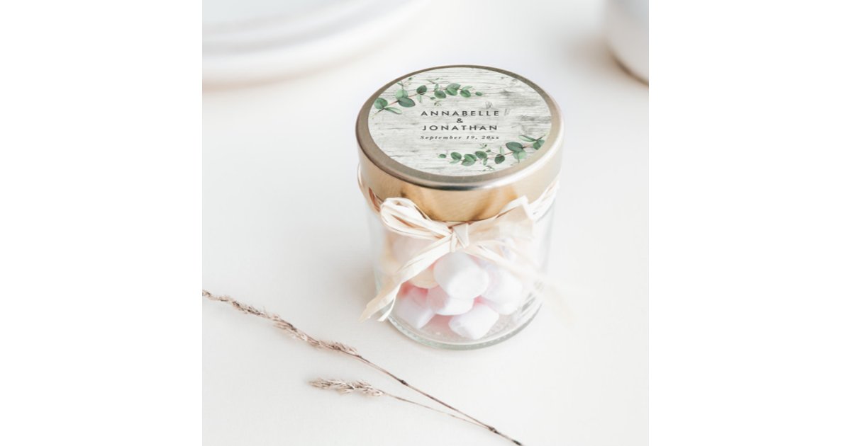 Beautiful delicate eucalyptus white wood wedding classic round sticker ...