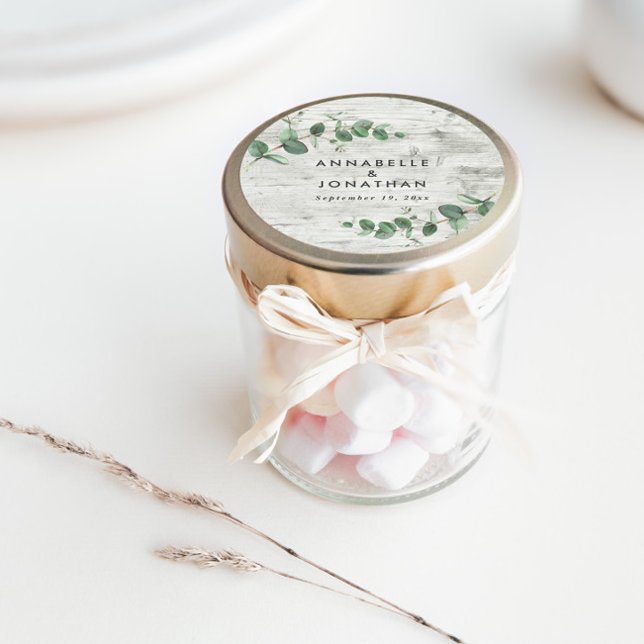 Beautiful delicate eucalyptus white wood wedding classic round sticker (Creator Uploaded)