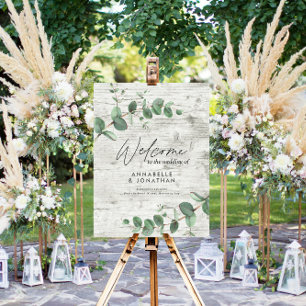 Beautiful delicate eucalyptus white wood wedding foam board