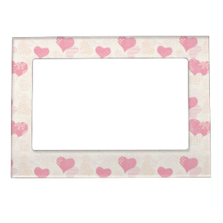 Beautiful Delicate Pastel Color Heart Pattern Magnetic Photo Frame