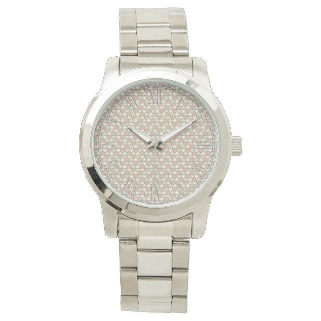 Beautiful Delicate Pastel Color Heart Pattern Watch (Front)