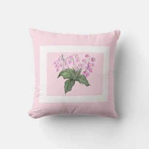 Beautiful Delicate Pink Bell Flower w/ green bkgd Throw Pillow