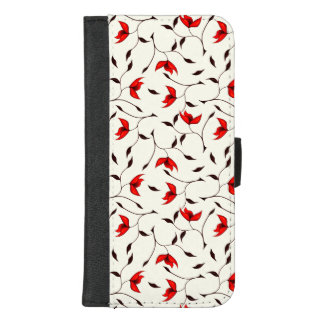 Beautiful Delicate Red Flower Pattern iPhone 8/7 Plus Wallet Case