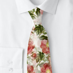 Beautiful Delicate Watercolor Poppy Flowers Neck Tie