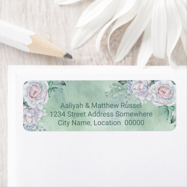Beautiful Delicate Watercolor Rose Label (Insitu)