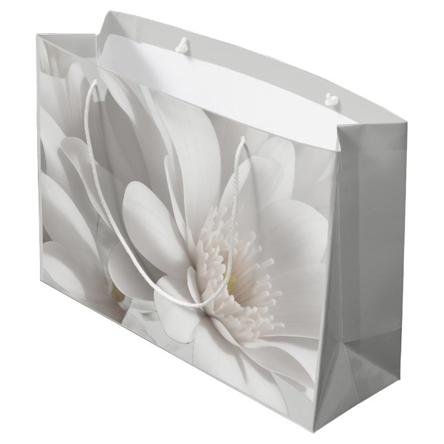 Beautiful Delicate White Flower Large Gift Bag (Back Angled)