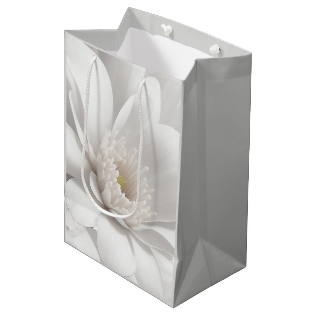 Beautiful Delicate White Flower Medium Gift Bag (Front Angled)