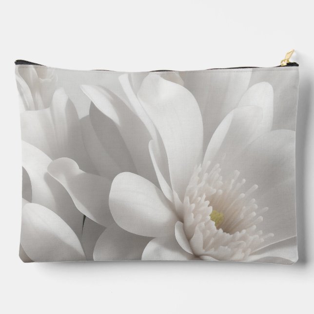Beautiful Delicate White Flowers  Accessory Pouch (Back)