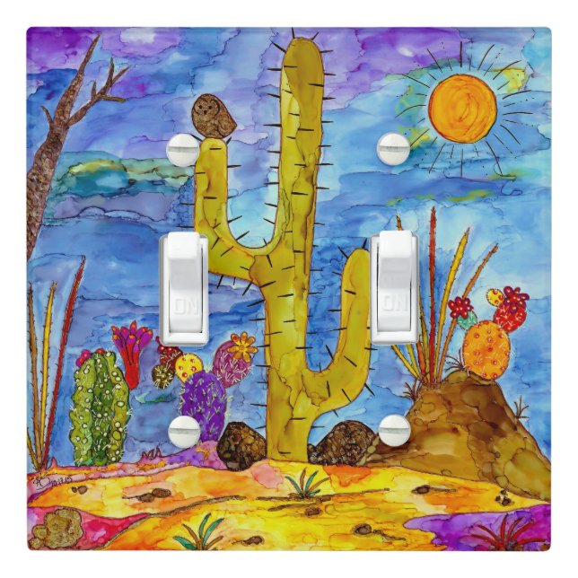 Beautiful Desert Cactus Morning Light Switch Cover (In Situ)
