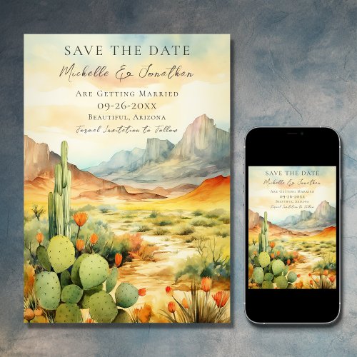 Beautiful Desert Cactus Southwestern Wedding Save The Date