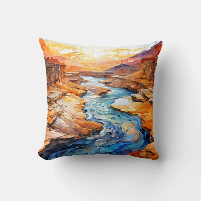 Beautiful Desert Canyon Landscape Throw Pillow (Front)