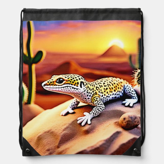 Beautiful Desert leopard Gecko Design Drawstring Bag (Front)
