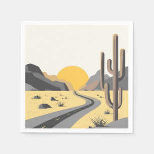 Beautiful desert sunrise with mountain view napkins