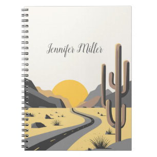 Beautiful desert sunrise with mountain view notebook