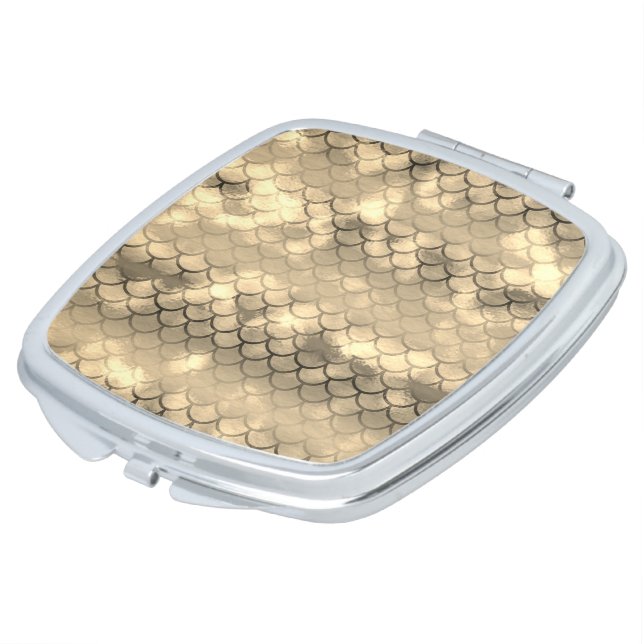 Beautiful design mermaid metallic gold compact mirror (Turned)