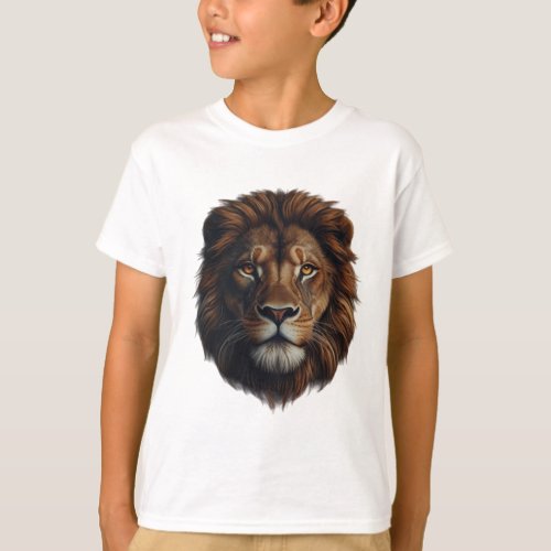 Beautiful design of jungle lion on t_shirt kids