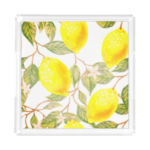 Beautiful design watercolor lemon acrylic tray