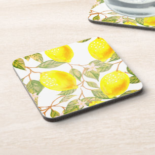 Beautiful design watercolor lemon beverage coaster