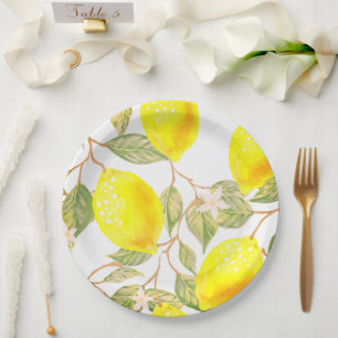 Beautiful design watercolor lemon paper plates