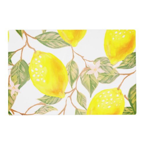 Beautiful design watercolor lemon placemat